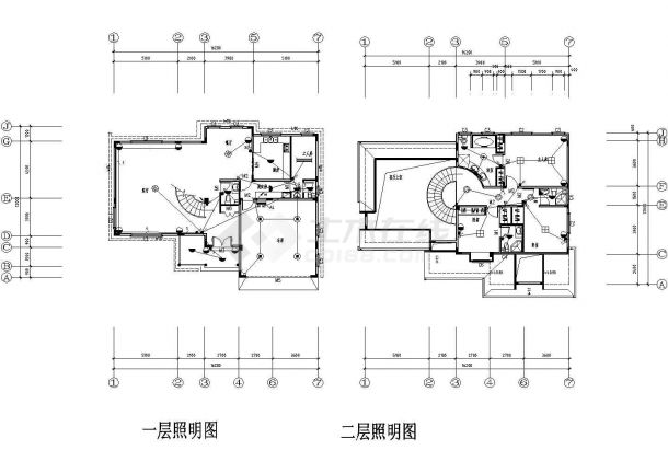 某美式别墅平面图电气设计CAD完整详细-图二