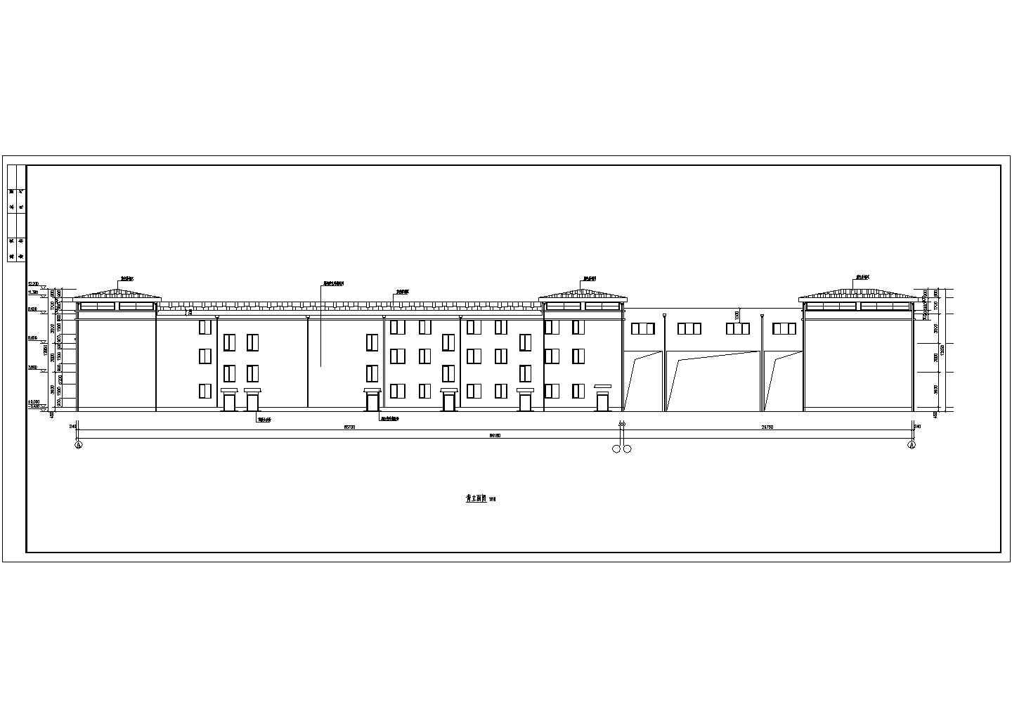 2200平米3层砖混结构临街底商住宅楼平立剖面设计CAD图纸（底层商用）