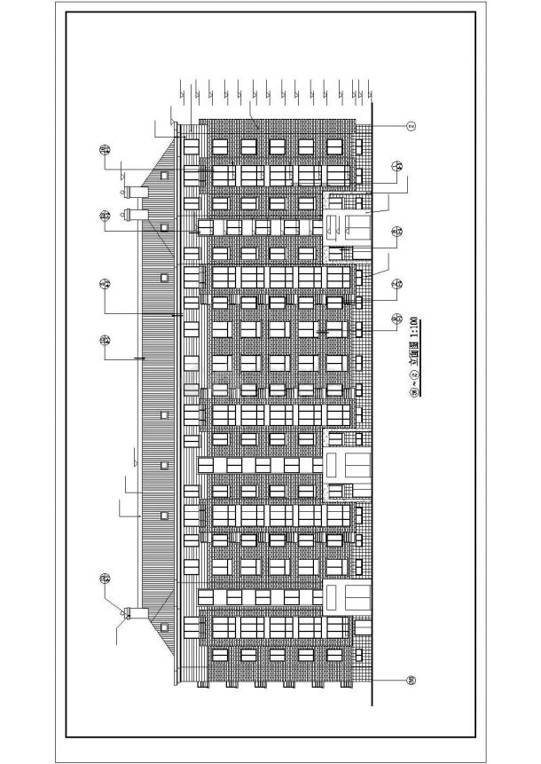 长54.94米 宽14.94米 六层三单元阁楼4264平米框架结构设计CAD不对称户型 含楼梯门窗大样-图一