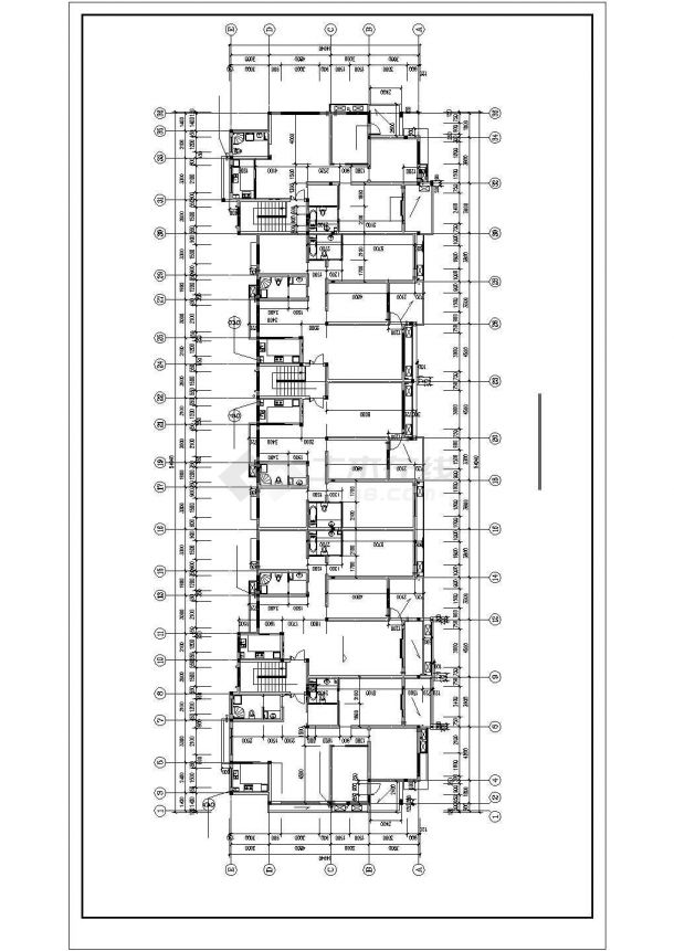 长54.94米 宽14.94米 六层三单元阁楼4264平米框架结构设计CAD不对称户型 含楼梯门窗大样-图二