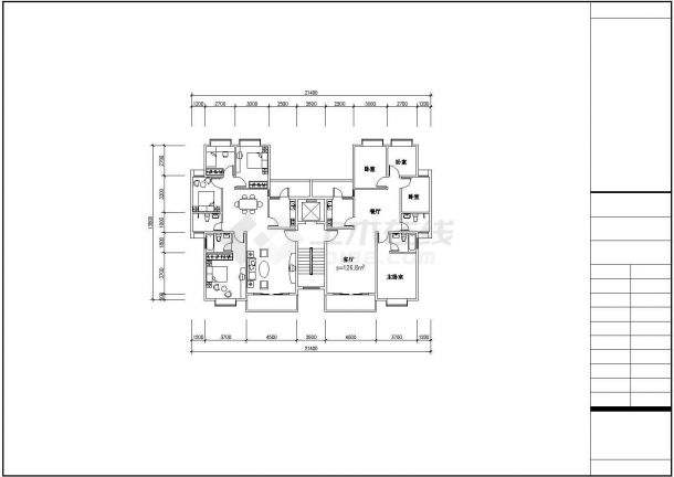 经典热门的一厅二房型平面户型设计CAD图纸（共40张）-图二