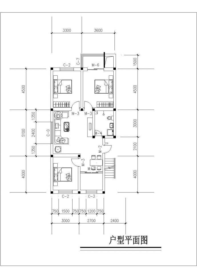 2200平米3层框混结构公寓住宅楼平面设计CAD图纸（含户型图/底层商用）_图1