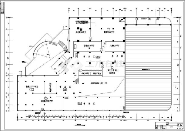 某二层文体中心桑拿浴场规划设计cad施工平面图（甲级院设计）-图一