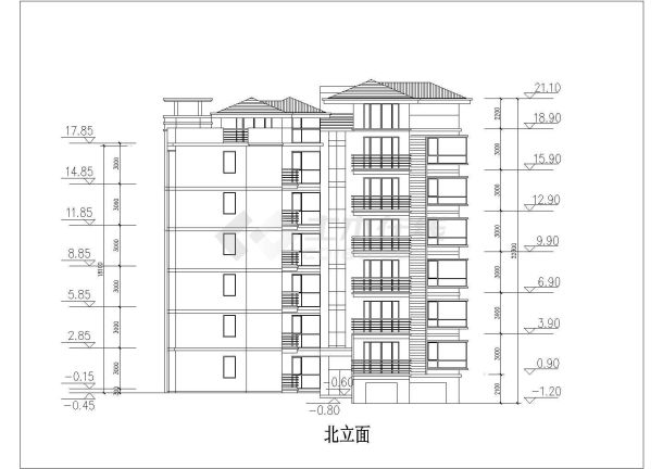 达州市某小区5900平米7层框架结构住宅楼全套平立剖面设计CAD图纸-图二
