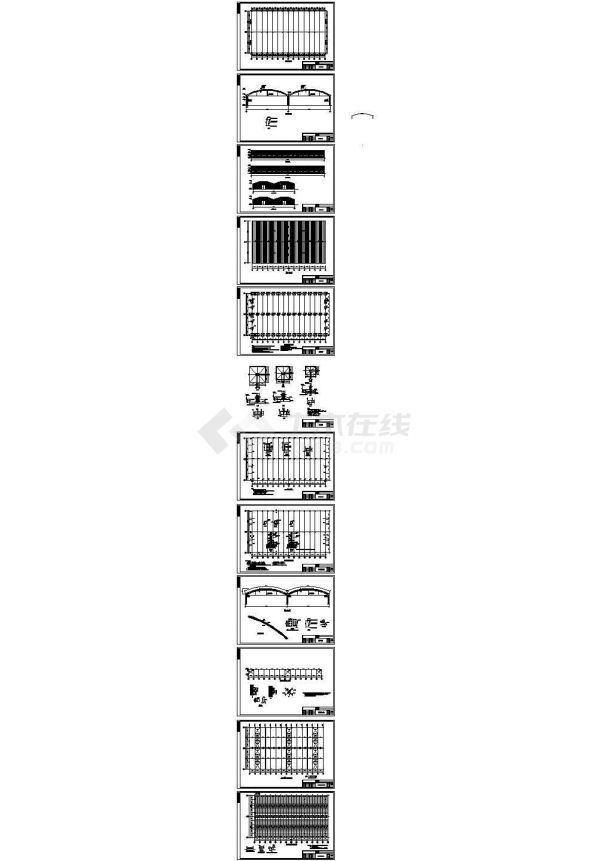 24米两联跨钢管桁架排架结构大棚建筑结构施工CAD图纸-图一