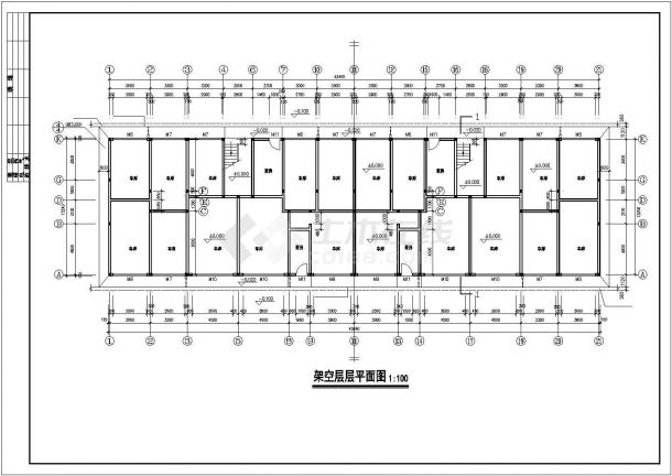 某中型7层框混结构住宅楼设计CAD图纸（含夹层和架空层）-图一