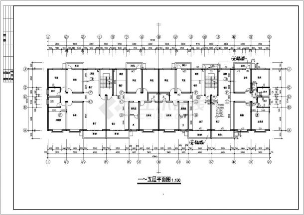 某中型7层框混结构住宅楼设计CAD图纸（含夹层和架空层）-图二