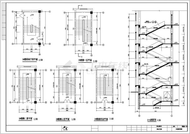 某地下一层地上三层框架结构综合用房设计cad全套建筑施工图（含设计说明）-图一