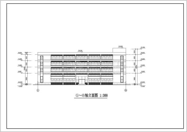 广州某工厂1.2万平米4层框架结构生产厂房平立剖面设计CAD图纸-图一