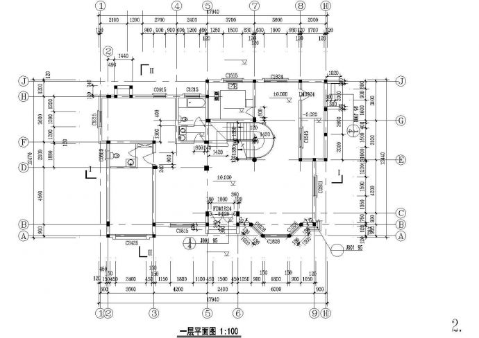 湖边某别墅建筑详细设计施工全套CAD图纸_图1