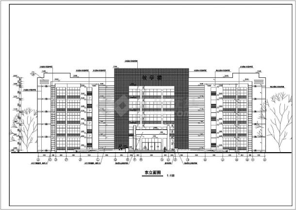 某地5层学校教学楼全套建筑施工图CAD-图二