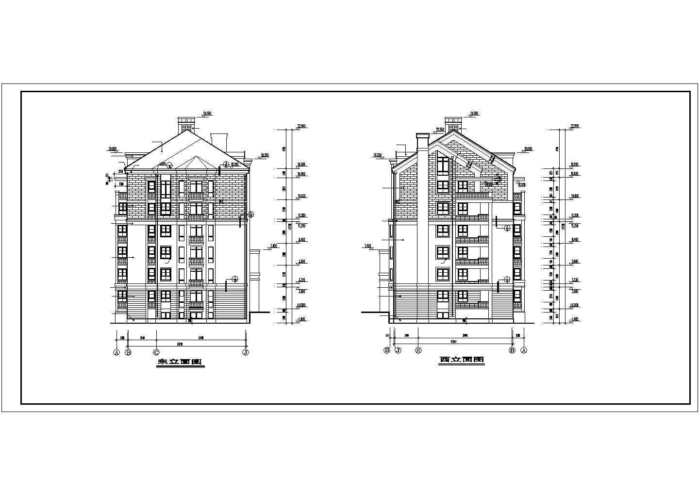 某7层砖混结构住宅楼全套建筑CAD设计图纸（含阁楼层）