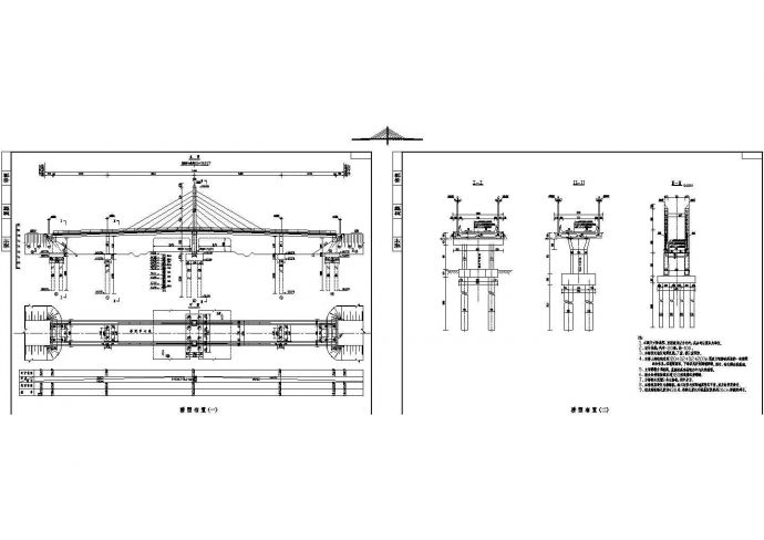 104m预应力钢筋混凝土组合体系斜拉桥桥型布置节点详图设计_图1