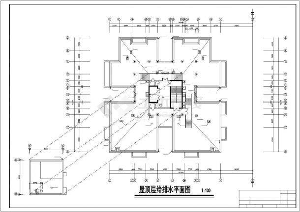 北京宣武区某街道4层综合楼全套给排水系统设计CAD图纸-图一