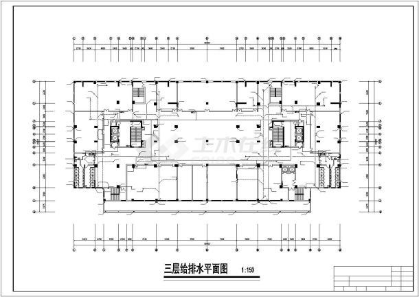北京宣武区某街道4层综合楼全套给排水系统设计CAD图纸-图二