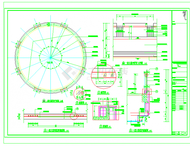 大堂环形栏杆详图CAD图纸-图一