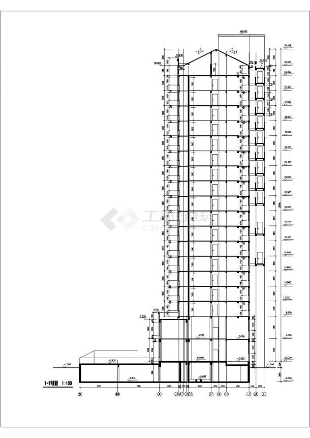 广州某小区1.3万平米20层框剪结构住宅楼全套建筑CAD设计图纸-图一