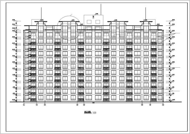 成都市西川花园小区7800平米11层框架结构住宅楼平立剖面设计CAD图纸-图一