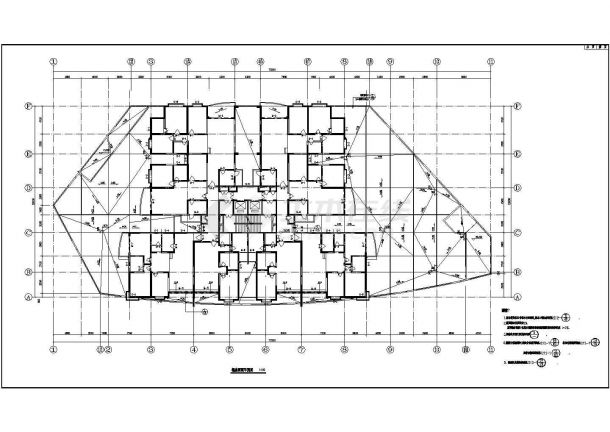 某地区高层商住楼塔楼住宅标准层、跃层平面建筑设计cad图(含防水说明）-图二