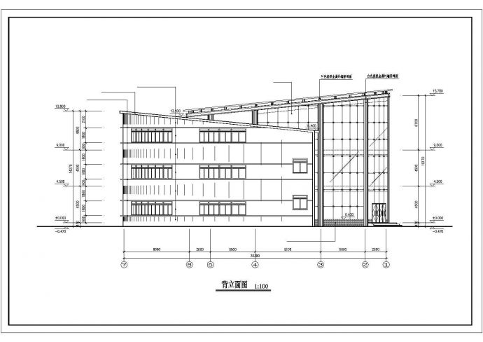 南京某小区1800平米三层框架结构社区活动会所平立面设计CAD图纸_图1