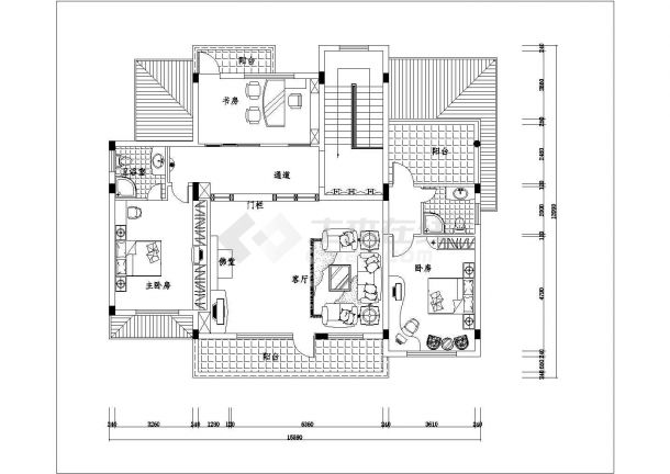 2层框架结构现代化高档别墅全套装修装饰设计CAD图纸-图二