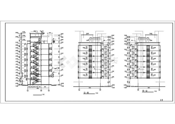 4800平米7层框混结构安置小区住宅楼建筑设计CAD图纸（底层商用）-图二