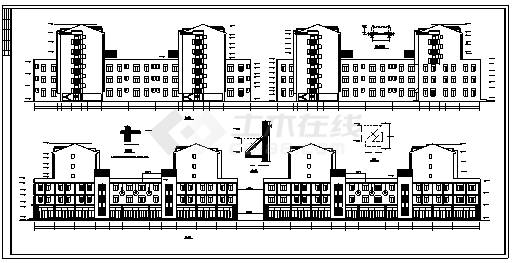 某市六层框架结构沿街商业住宅楼建筑结构施工cad图纸-图二