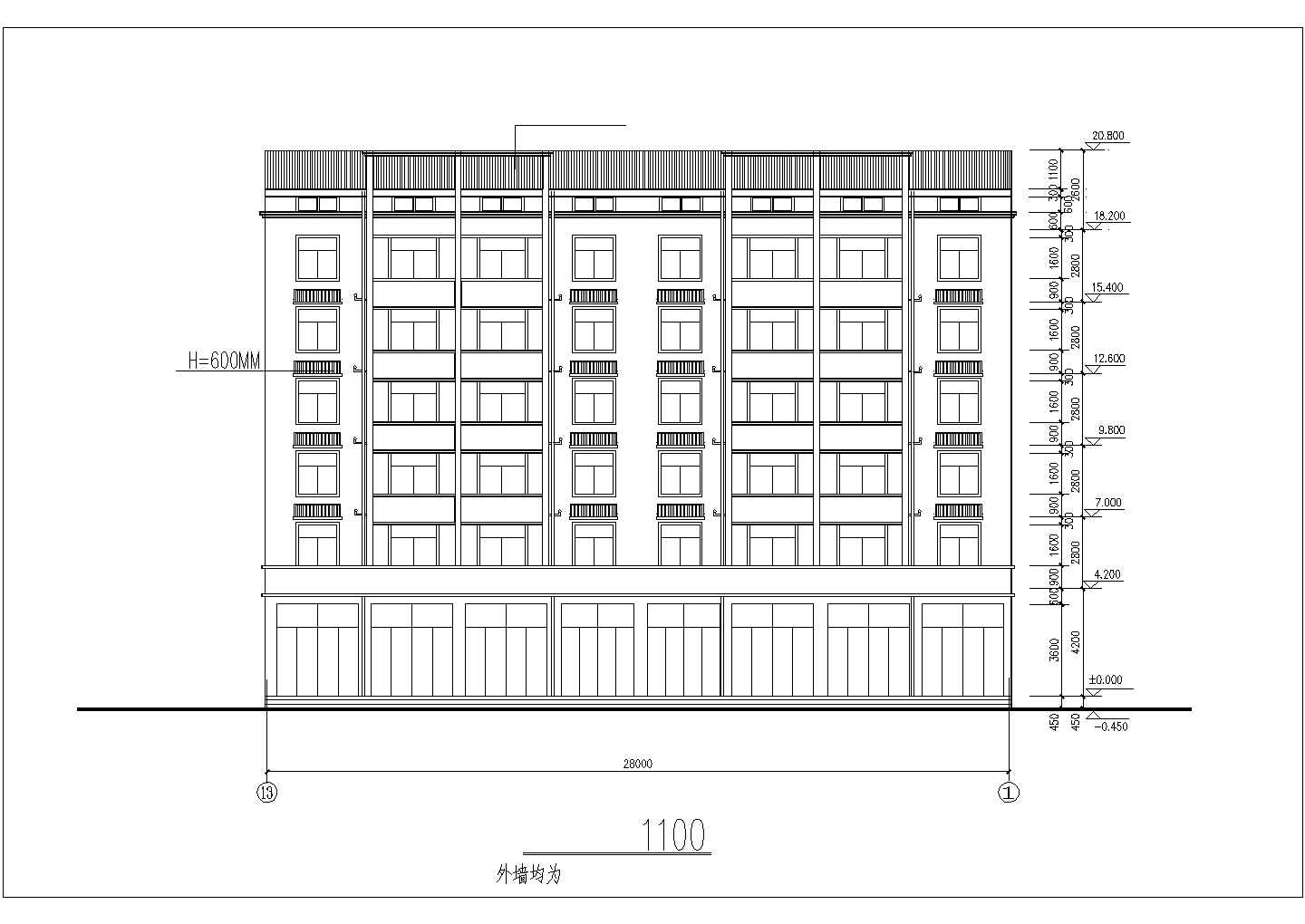 3700平米6+1层砖混结构住宅楼建筑设计CAD图纸（含结构图）