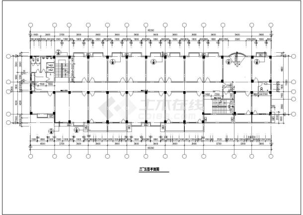 郑州某工厂2900平米五层砖混结构宿舍楼建筑设计CAD图纸-图二