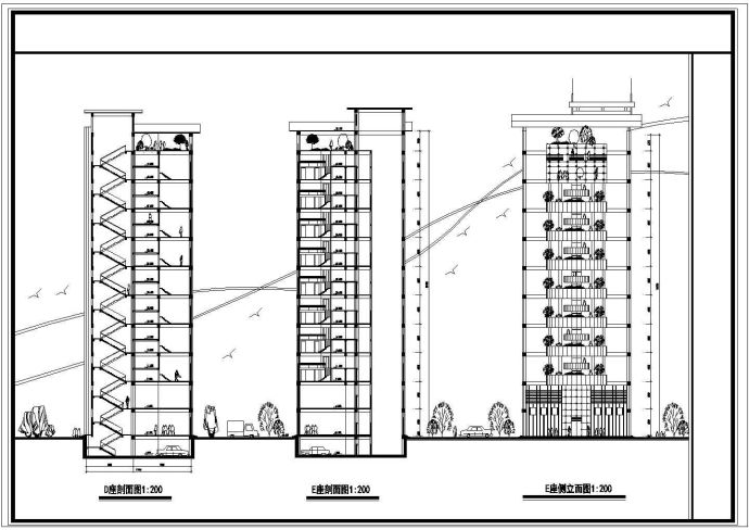 8000平米9层框架结构底商住宅楼平立剖面设计CAD图纸_图1