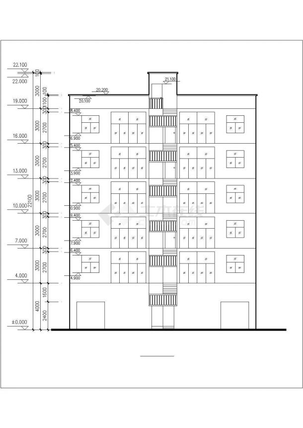 某6层砖混结构住宅楼建筑设计CAD图纸（1层2户/底层商用）-图一
