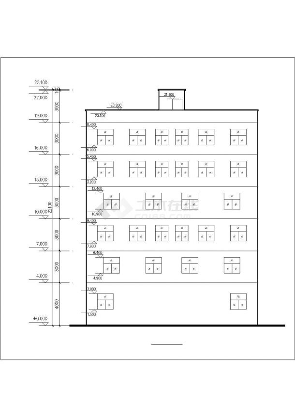 某6层砖混结构住宅楼建筑设计CAD图纸（1层2户/底层商用）-图二