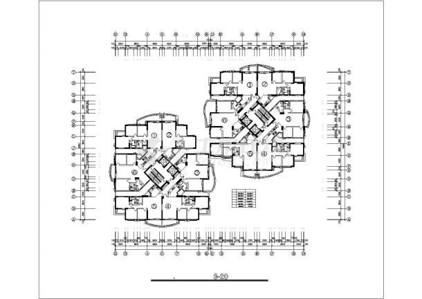 衡阳某小区28层剪力墙结构住宅楼平面设计CAD图纸（1层6户）-图一