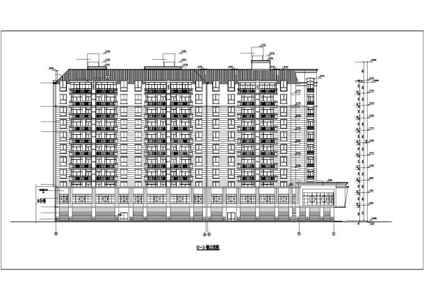 11层框架结构底商结构公寓楼平立剖面设计CAD图纸（底层商用）-图一