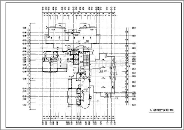 重庆市某小区28层框架结构住宅楼平面设计CAD图纸（含天面层）-图二