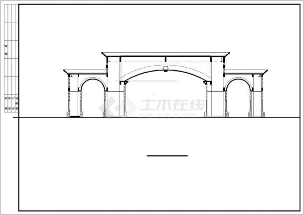 徐州市金地花园小区高8米框架结构入口大门平立剖面设计CAD图纸-图二