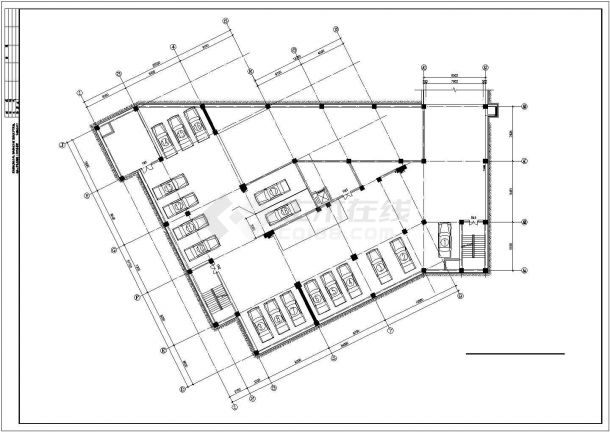 宜春市某小区两栋住宅楼地下2层停车场平面设计CAD图纸-图一
