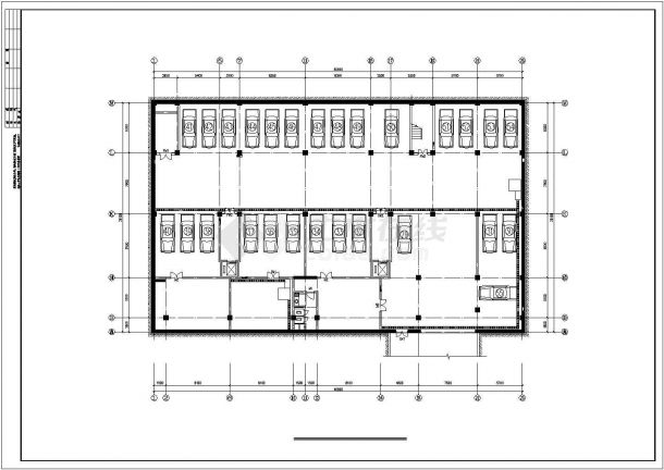 宜春市某小区两栋住宅楼地下2层停车场平面设计CAD图纸-图二
