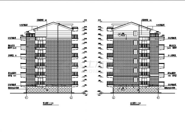 四套六层住宅楼建筑设计施工cad图纸（含说明）-图一