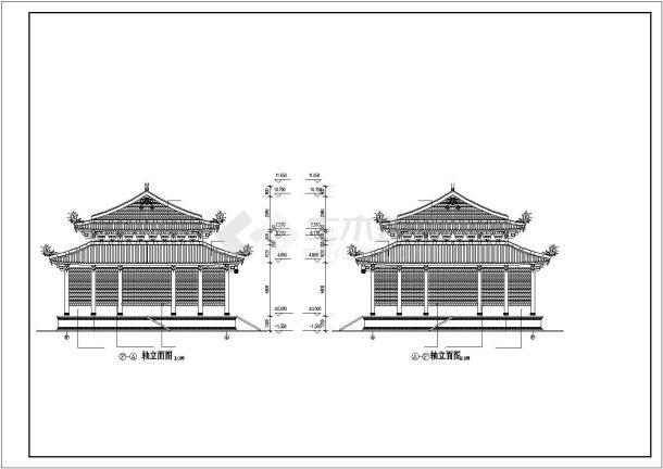 道家仿古建筑大殿建施cad图-图一