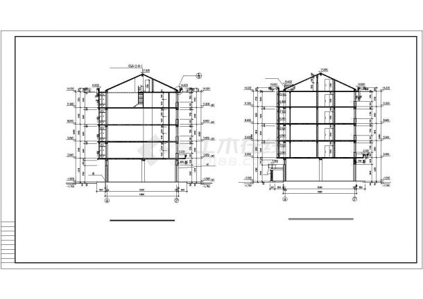 临街2600平米五层框架结构商住楼平立剖面设计CAD图纸（底层商铺）-图二
