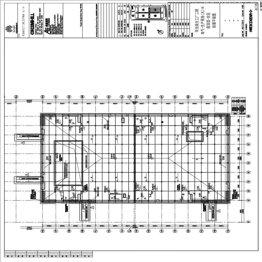 HWE2CD12ENR-0-电气-生产用房(大)14屋顶层-全区防雷平面图.pdf-图一