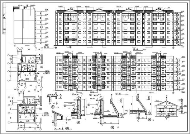 肇庆市某小区7层框混结构组合式住宅楼平立剖面设计CAD图纸-图一