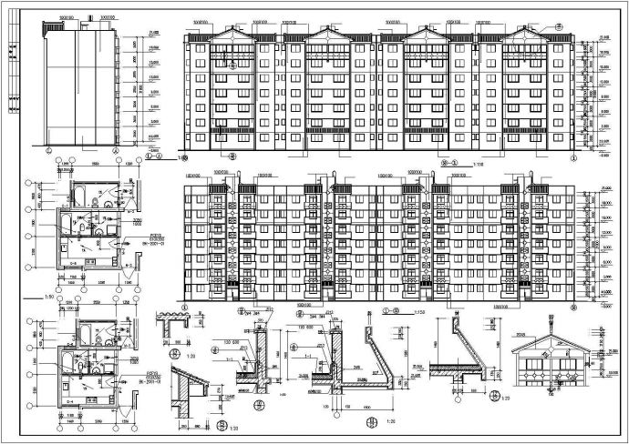 肇庆市某小区7层框混结构组合式住宅楼平立剖面设计CAD图纸_图1