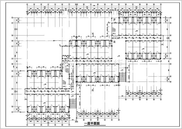 某中学5500平米6层框架结构学生宿舍楼建筑设计CAD图纸-图一