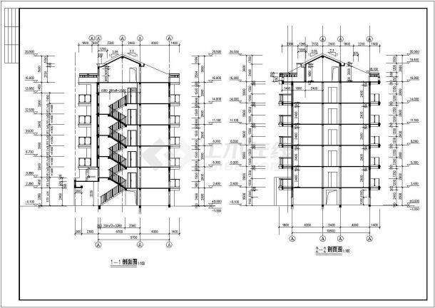 某6层框混结构住宅楼建筑设计CAD图纸（含阁楼和半地下室）-图一