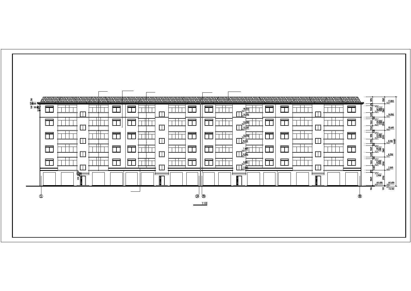 某6层砖混结构商住楼建筑设计CAD图纸（底层商店/含架空层）