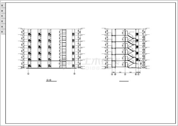 天津市某小区三千平米6层框混结构住宅楼建筑设计CAD图纸-图二