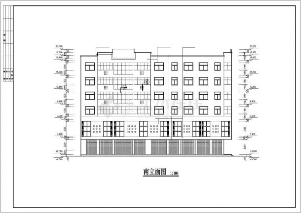 某6层结构商住楼建筑设计CAD图纸（1-2层商用）-图二