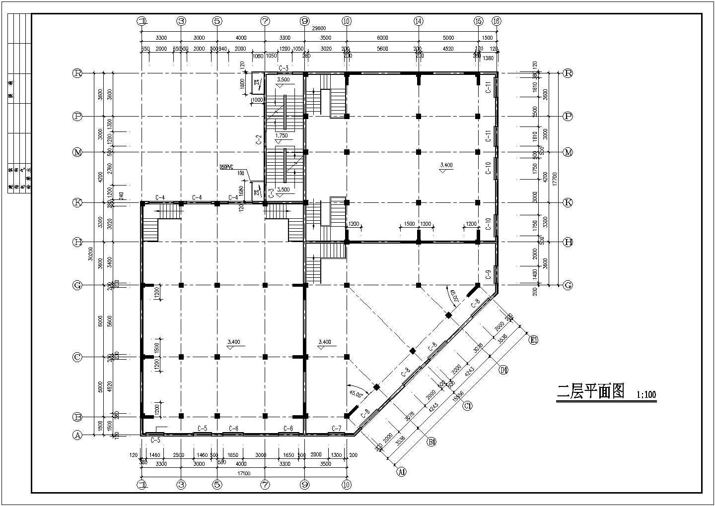 某6层结构商住楼建筑设计CAD图纸（1-2层商用）